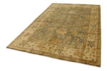 6x9 Green and Ivory Turkish Oushak Rug