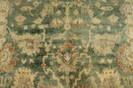 6x9 Green and Ivory Turkish Oushak Rug