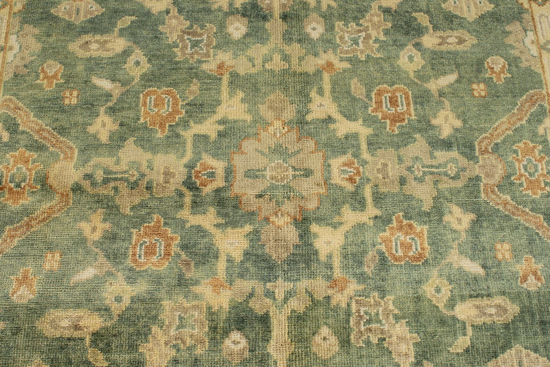 6x9 Green and Ivory Turkish Oushak Rug