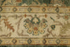 6x9 Green and Ivory Turkish Oushak Rug