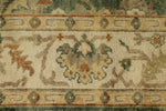 6x9 Green and Ivory Turkish Oushak Rug