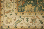 6x9 Green and Ivory Turkish Oushak Rug