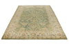 6x9 Green and Ivory Turkish Oushak Rug