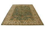 6x9 Green and Ivory Turkish Oushak Rug