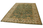 6x9 Green and Ivory Turkish Oushak Rug