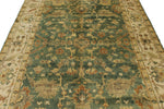 6x9 Green and Ivory Turkish Oushak Rug