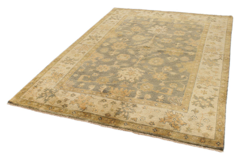 6x9 Gray and Ivory Turkish Oushak Rug