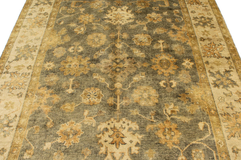 6x9 Gray and Ivory Turkish Oushak Rug