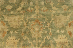 6x9 Green and Ivory Turkish Oushak Rug