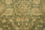 6x9 Green and Ivory Turkish Oushak Rug