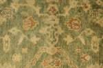 6x9 Green and Ivory Turkish Oushak Rug