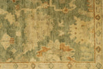 6x9 Green and Ivory Turkish Oushak Rug