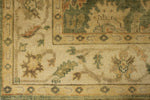 6x9 Green and Ivory Turkish Oushak Rug
