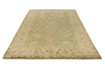 6x9 Green and Ivory Turkish Oushak Rug