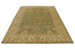6x9 Green and Ivory Turkish Oushak Rug