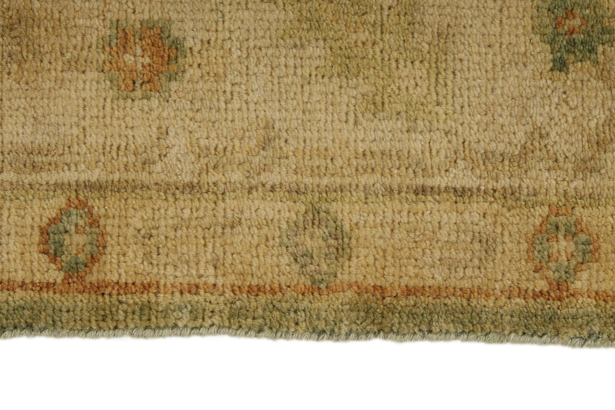 6x9 Green and Ivory Turkish Oushak Rug