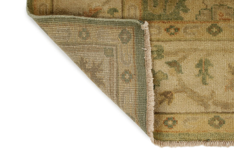 6x9 Green and Ivory Turkish Oushak Rug