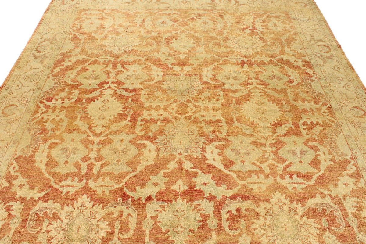8x10 Rust and Gold Turkish Oushak Rug