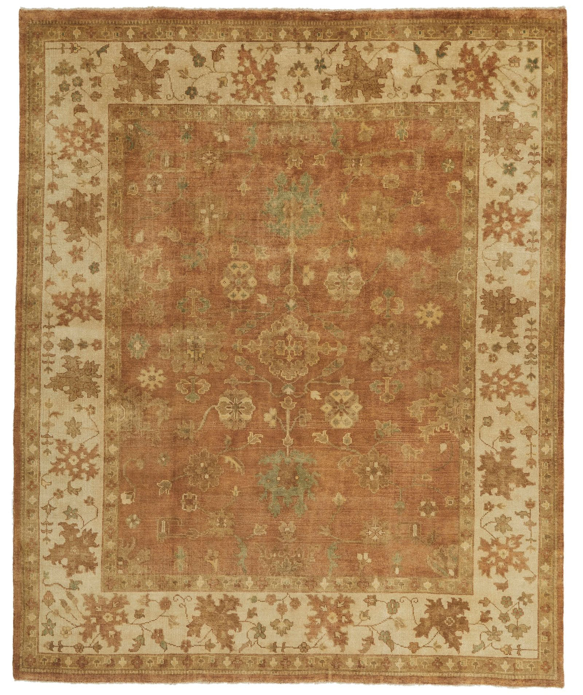 8x10 Brown and Ivory Turkish Oushak Rug