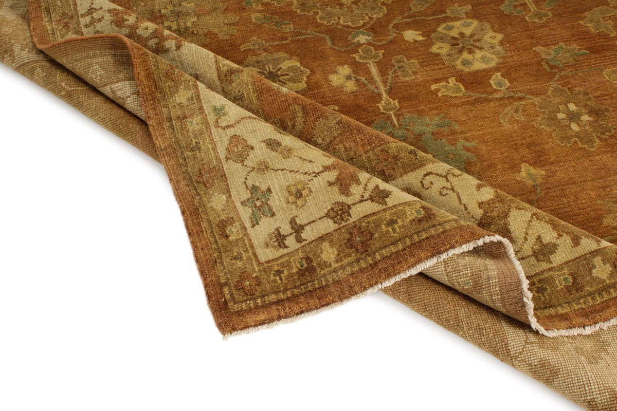 8x10 Brown and Ivory Turkish Oushak Rug