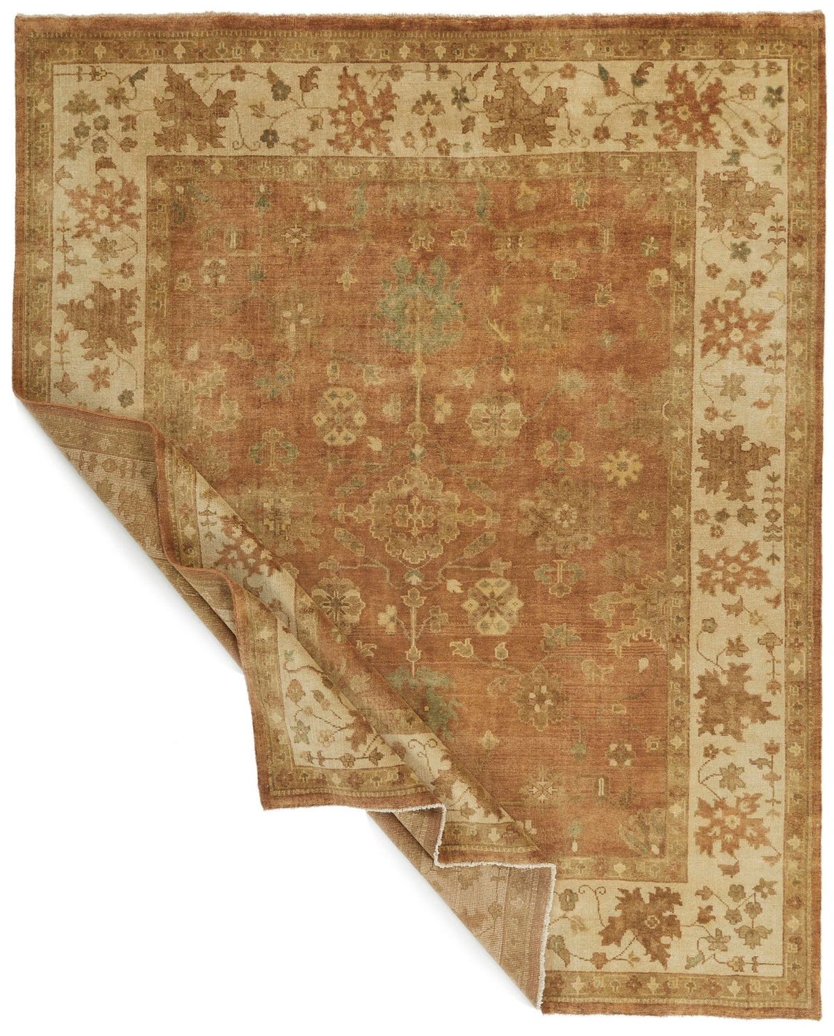 8x10 Brown and Ivory Turkish Oushak Rug
