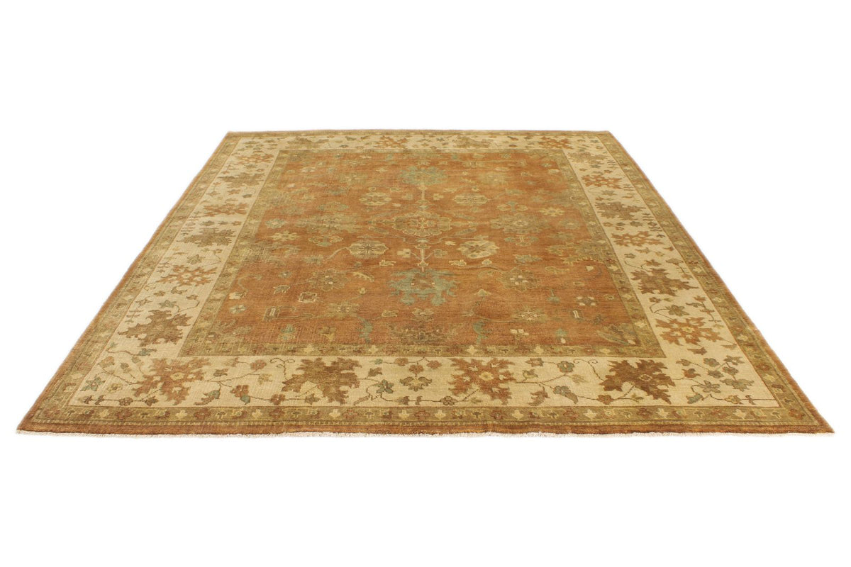 8x10 Brown and Ivory Turkish Oushak Rug