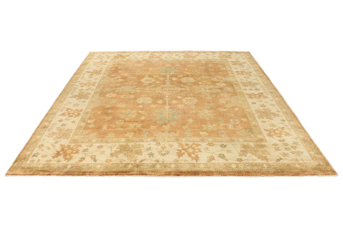 8x10 Brown and Ivory Turkish Oushak Rug