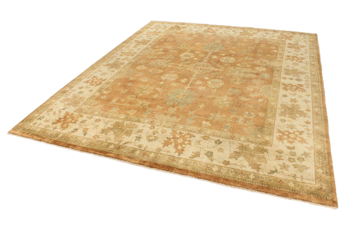 8x10 Brown and Ivory Turkish Oushak Rug