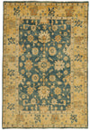 6x9 Green and Ivory Turkish Oushak Rug