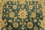 6x9 Green and Ivory Turkish Oushak Rug