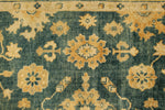 6x9 Green and Ivory Turkish Oushak Rug