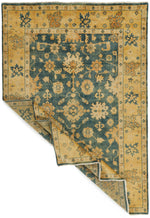 6x9 Green and Ivory Turkish Oushak Rug