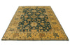 6x9 Green and Ivory Turkish Oushak Rug