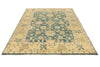 6x9 Green and Ivory Turkish Oushak Rug