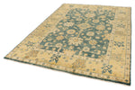 6x9 Green and Ivory Turkish Oushak Rug