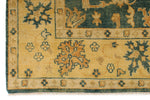 6x9 Green and Ivory Turkish Oushak Rug