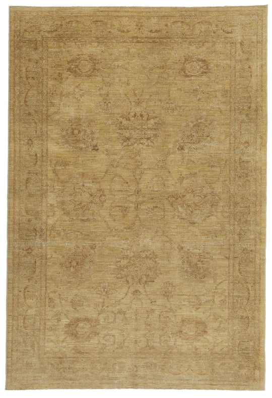 6x8 Ivory and Beige Turkish Oushak Rug