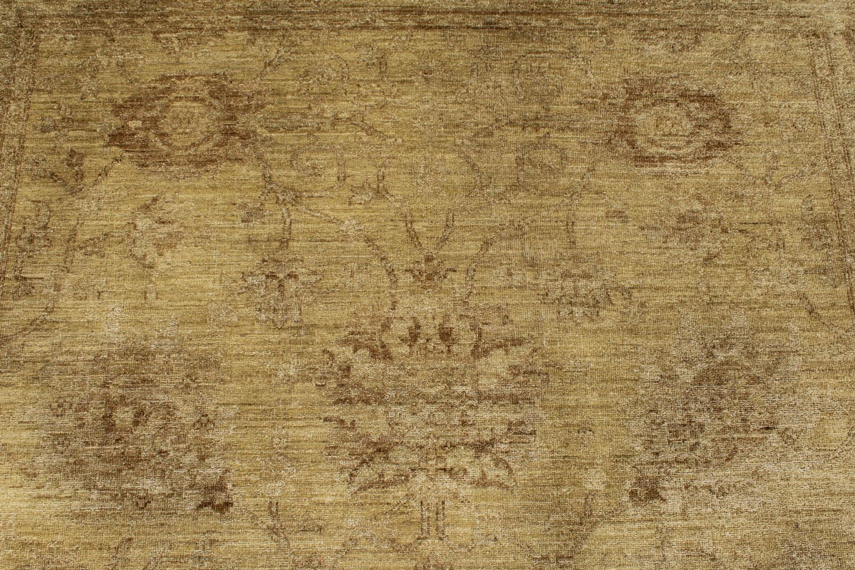 6x8 Ivory and Beige Turkish Oushak Rug