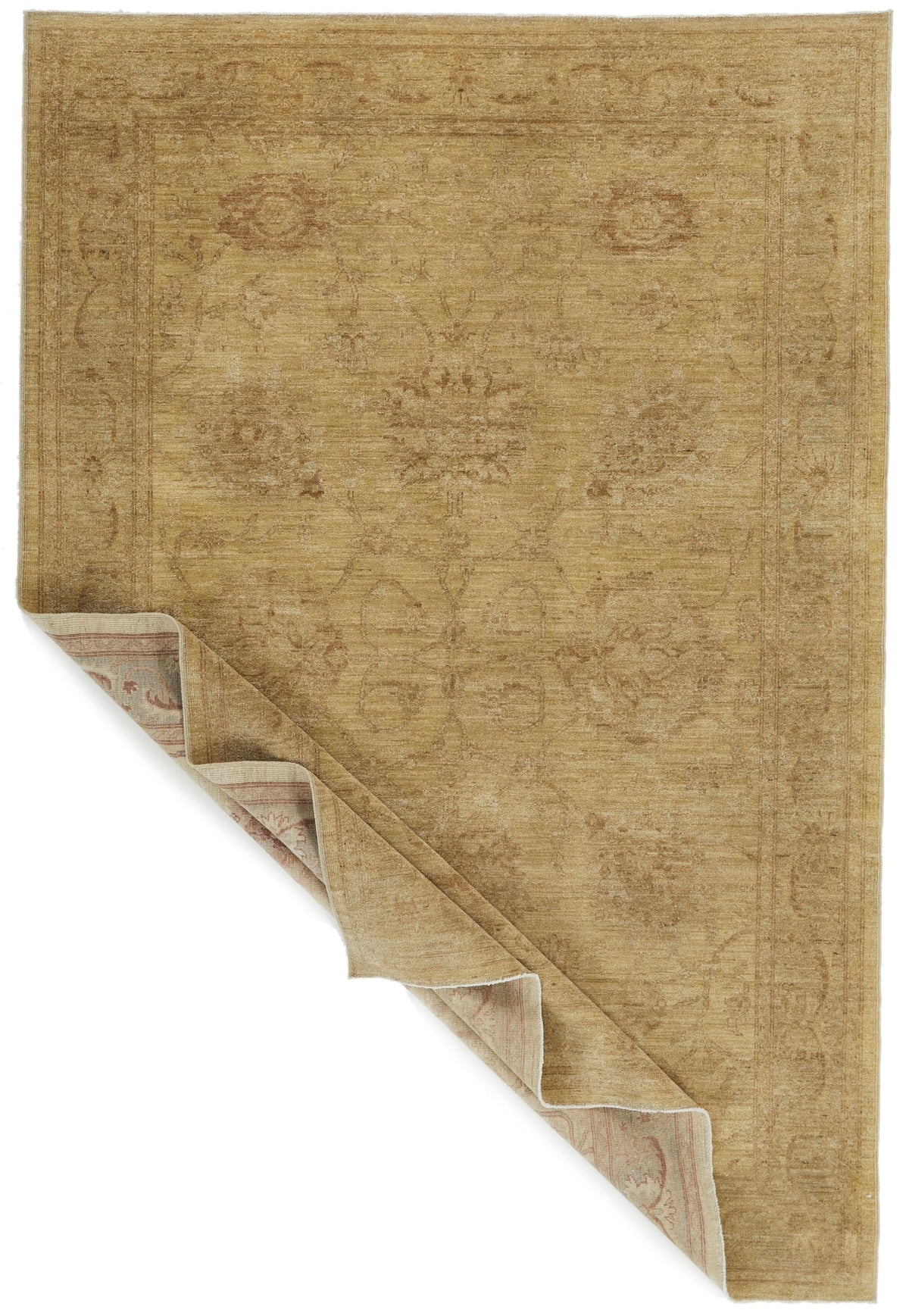 6x8 Ivory and Beige Turkish Oushak Rug