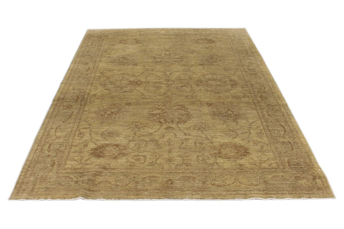 6x8 Ivory and Beige Turkish Oushak Rug