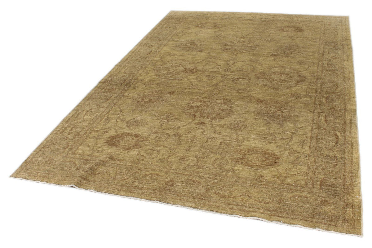 6x8 Ivory and Beige Turkish Oushak Rug