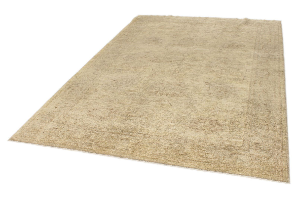 6x8 Ivory and Beige Turkish Oushak Rug