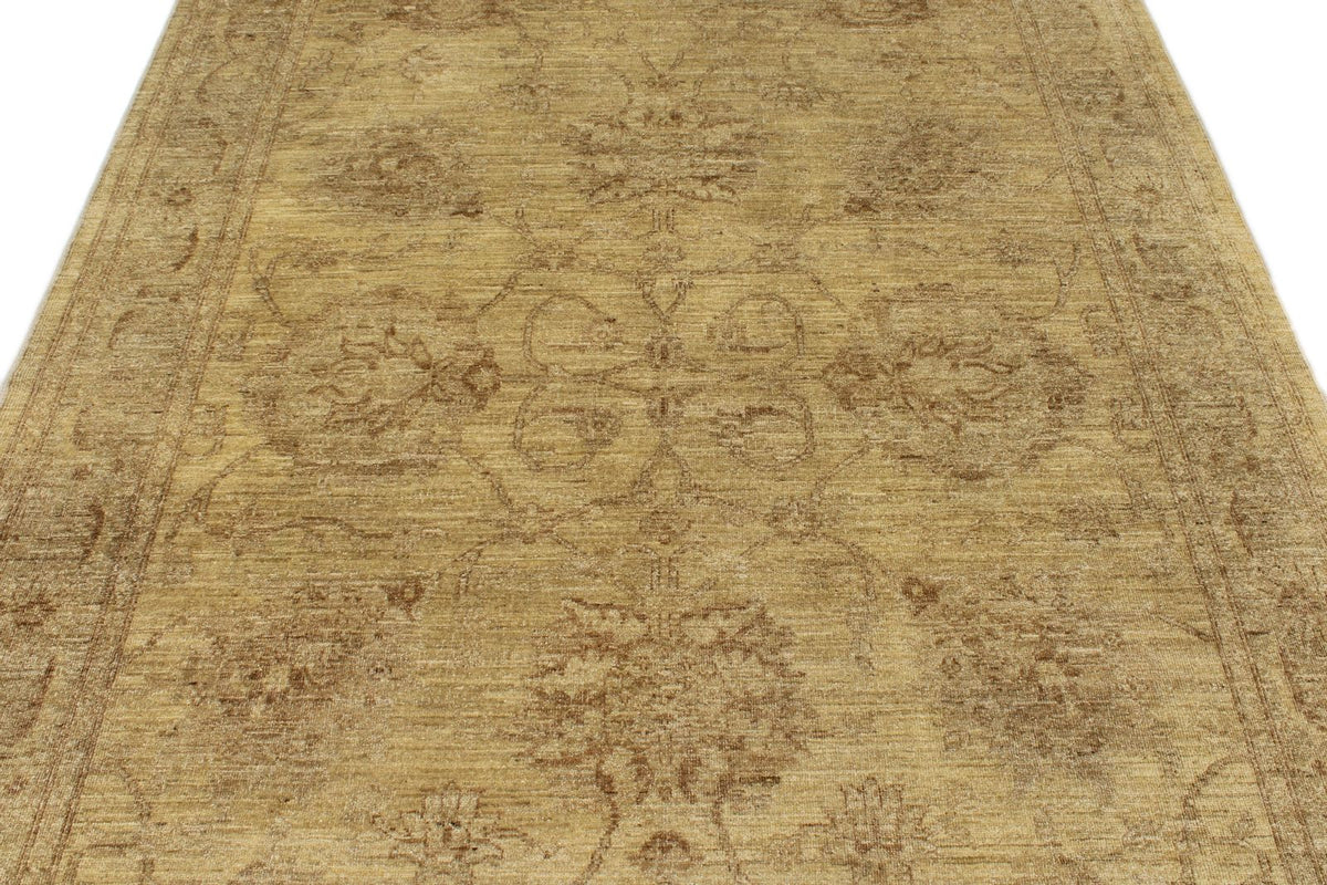 6x8 Ivory and Beige Turkish Oushak Rug