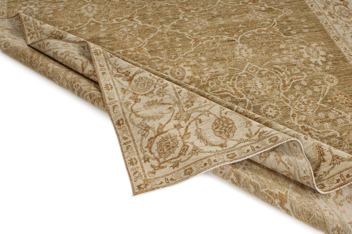 9x10 Brown and Ivory Turkish Oushak Rug