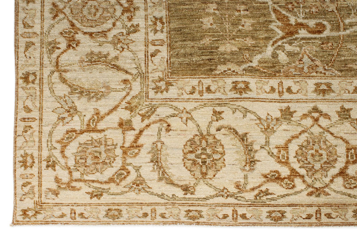 9x10 Brown and Ivory Turkish Oushak Rug