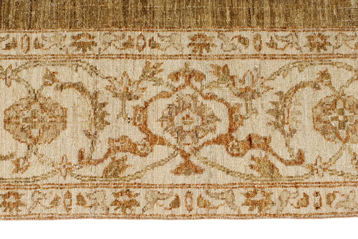 9x10 Brown and Ivory Turkish Oushak Rug