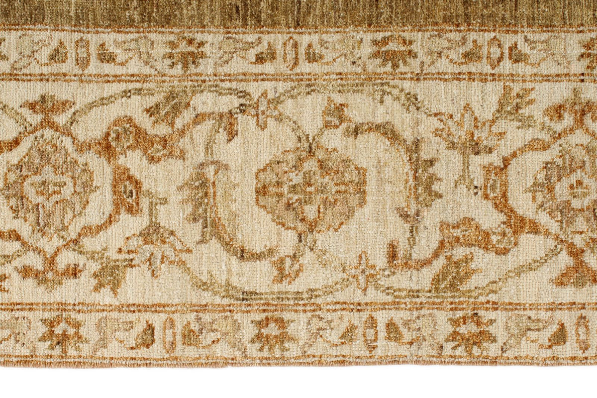 9x10 Brown and Ivory Turkish Oushak Rug