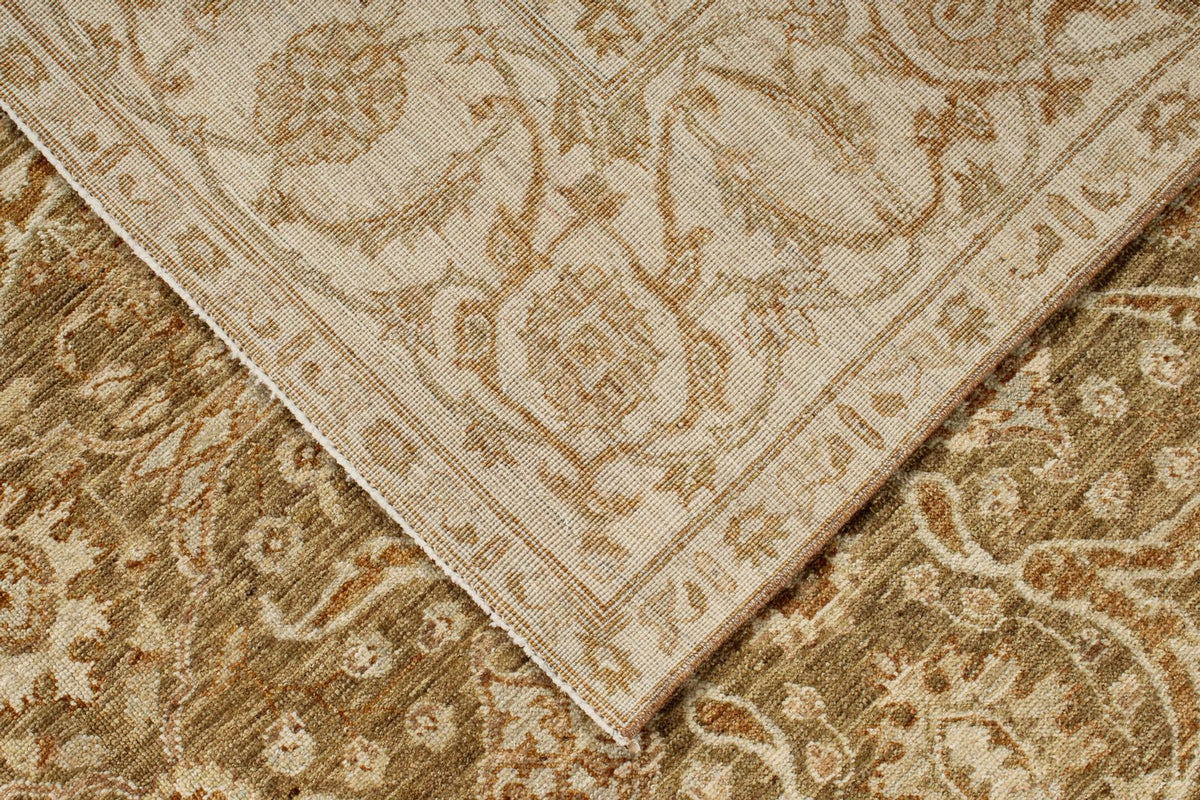 9x10 Brown and Ivory Turkish Oushak Rug