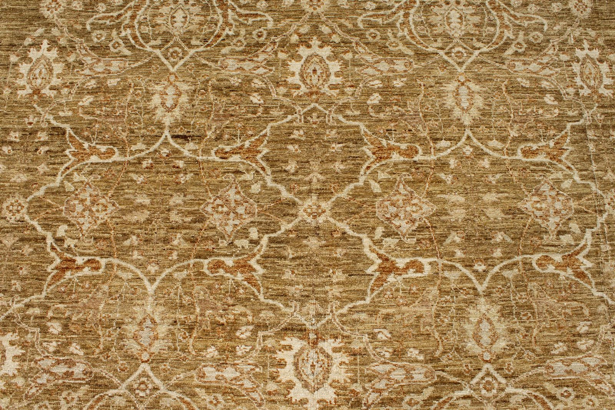 9x10 Brown and Ivory Turkish Oushak Rug
