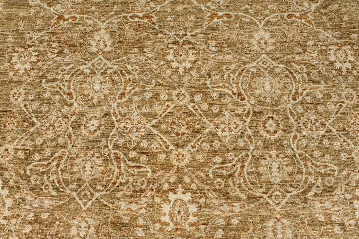 9x10 Brown and Ivory Turkish Oushak Rug